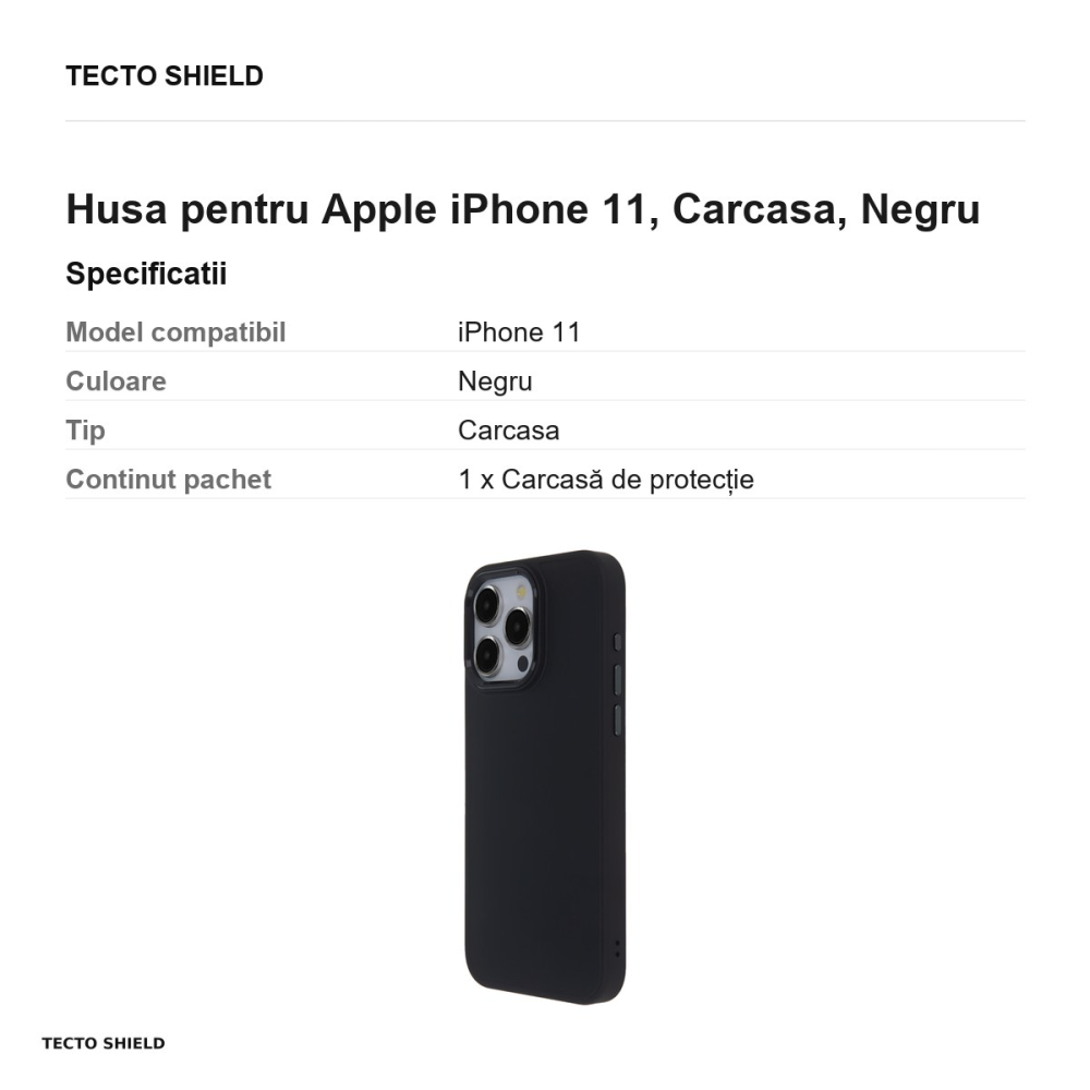 Husa Satin Elegant pentru Apple iPhone 11, Carcasa, Negru [3]