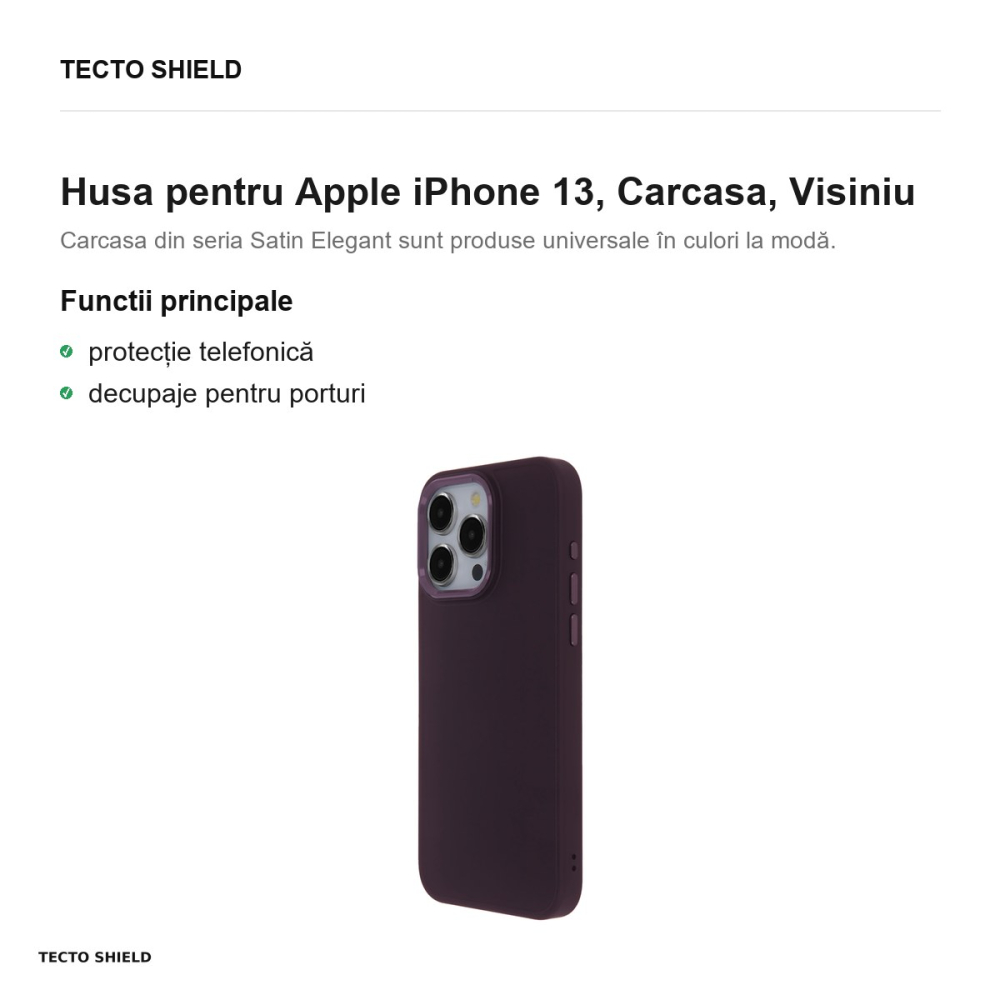 Husa Satin Elegant pentru Apple iPhone 13, Carcasa, Visiniu [2]