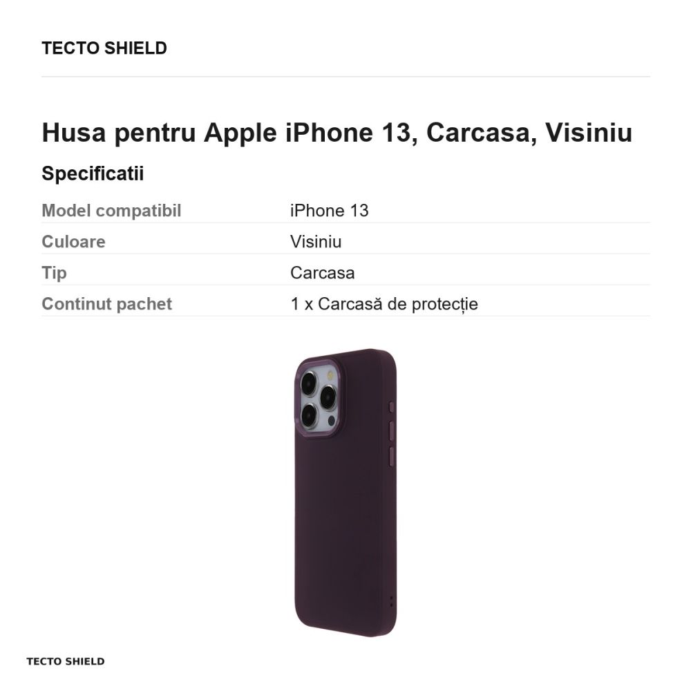 Husa Satin Elegant pentru Apple iPhone 13, Carcasa, Visiniu [3]
