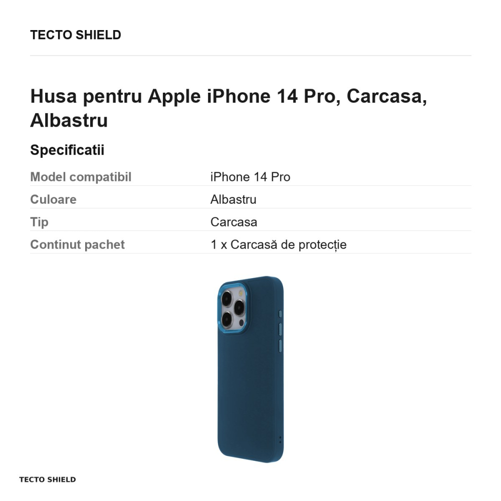 Husa Satin Elegant pentru Apple iPhone 14 Pro, Carcasa, Albastru [3]