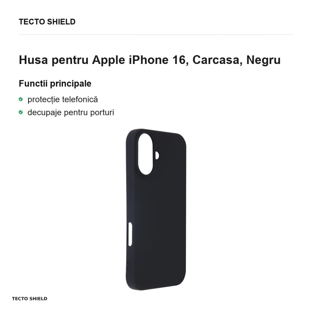 Husa Satin Flex pentru Apple iPhone 16, Carcasa, Negru [2]
