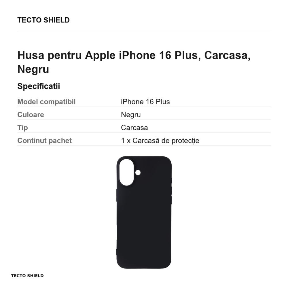 Husa Satin Flex pentru Apple iPhone 16 Plus, Carcasa, Negru [3]