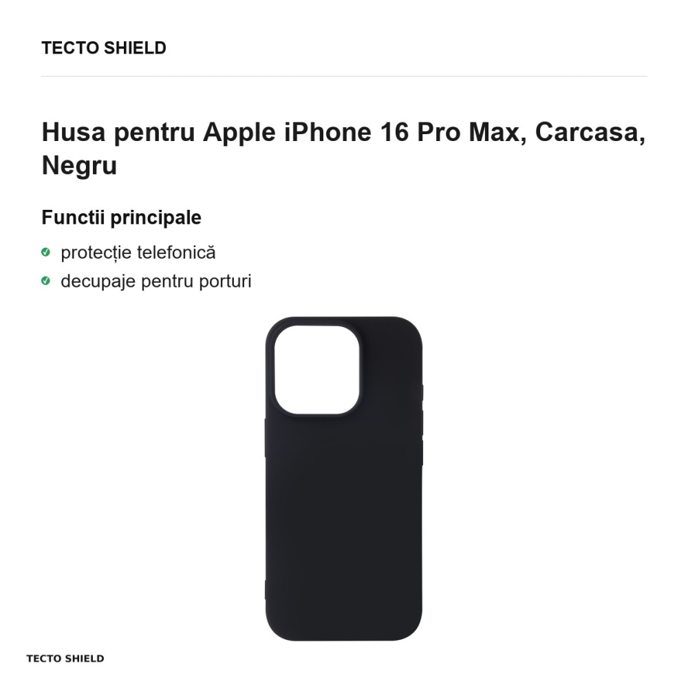 Husa Satin Flex pentru Apple iPhone 16 Pro Max, Carcasa, Negru [2]