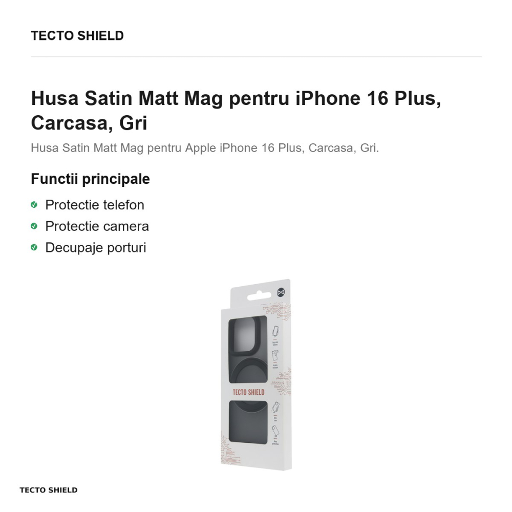 Husa Satin Matt Mag pentru iPhone 16 Plus, Carcasa, Gri [2]