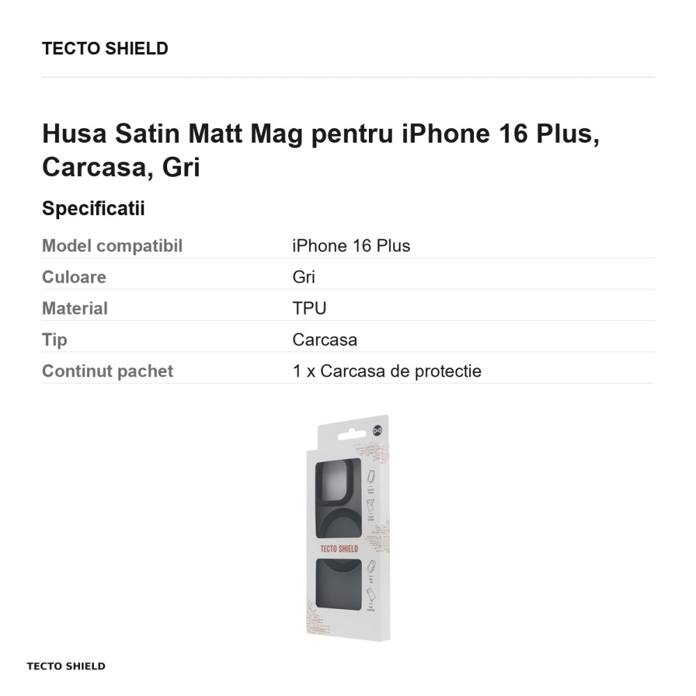 Husa Satin Matt Mag pentru iPhone 16 Plus, Carcasa, Gri [3]