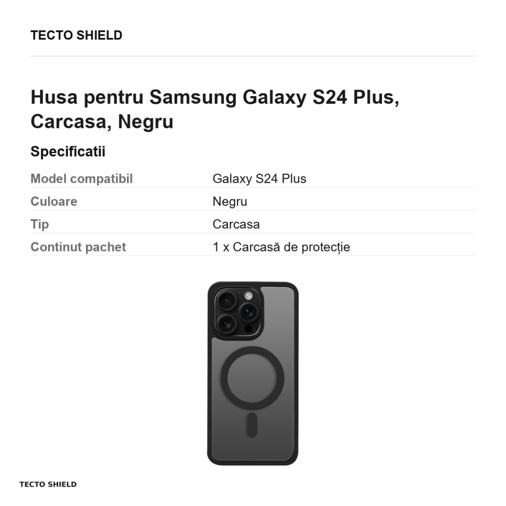 Husa Satin Matt Mag pentru Samsung Galaxy S24 Plus, Carcasa, Negru [3]