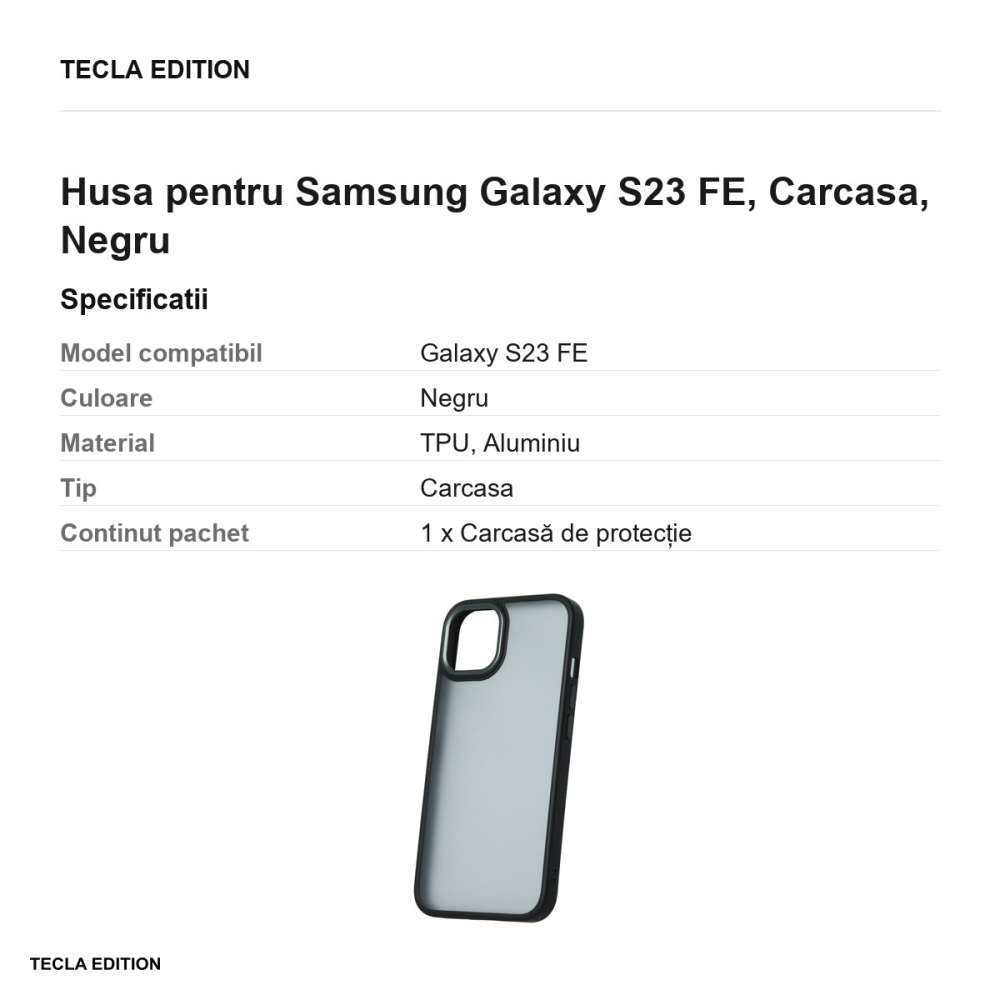 Husa Satin Matt pentru Samsung Galaxy S23 FE, Carcasa, Negru [3]