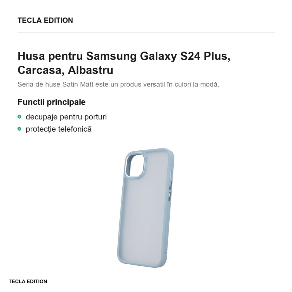 Husa Satin Matt pentru Samsung Galaxy S24 Plus, Carcasa, Albastru [2]