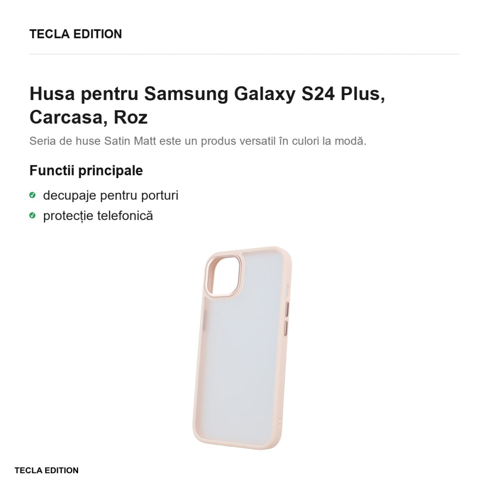 Husa Satin Matt pentru Samsung Galaxy S24 Plus, Carcasa, Roz [2]