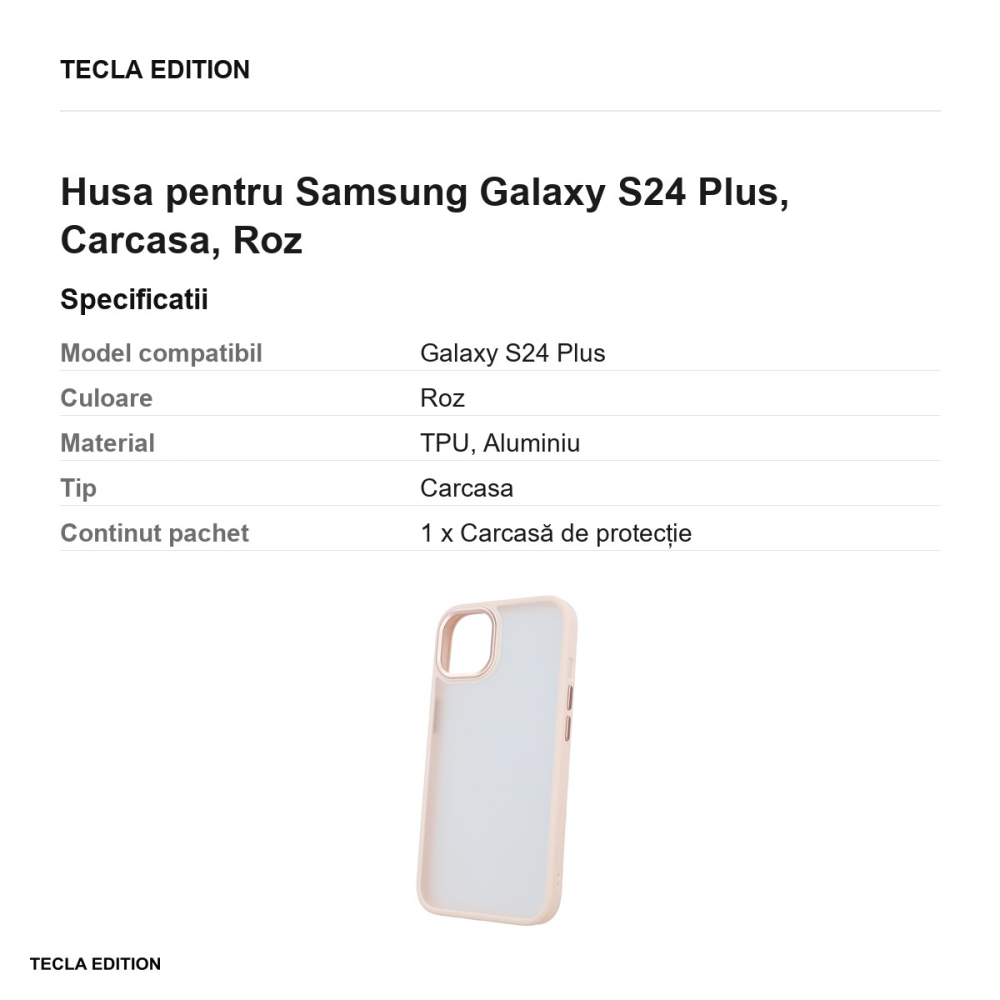 Husa Satin Matt pentru Samsung Galaxy S24 Plus, Carcasa, Roz [3]