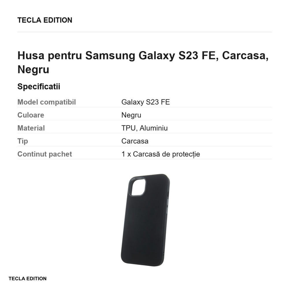 Husa Satin pentru Samsung Galaxy S23 FE, Carcasa, Negru [3]