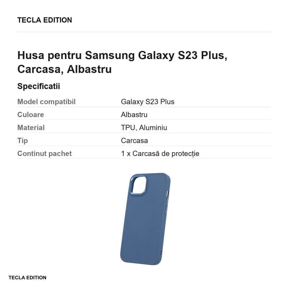 Husa Satin pentru Samsung Galaxy S23 Plus, Carcasa, Albastru [3]
