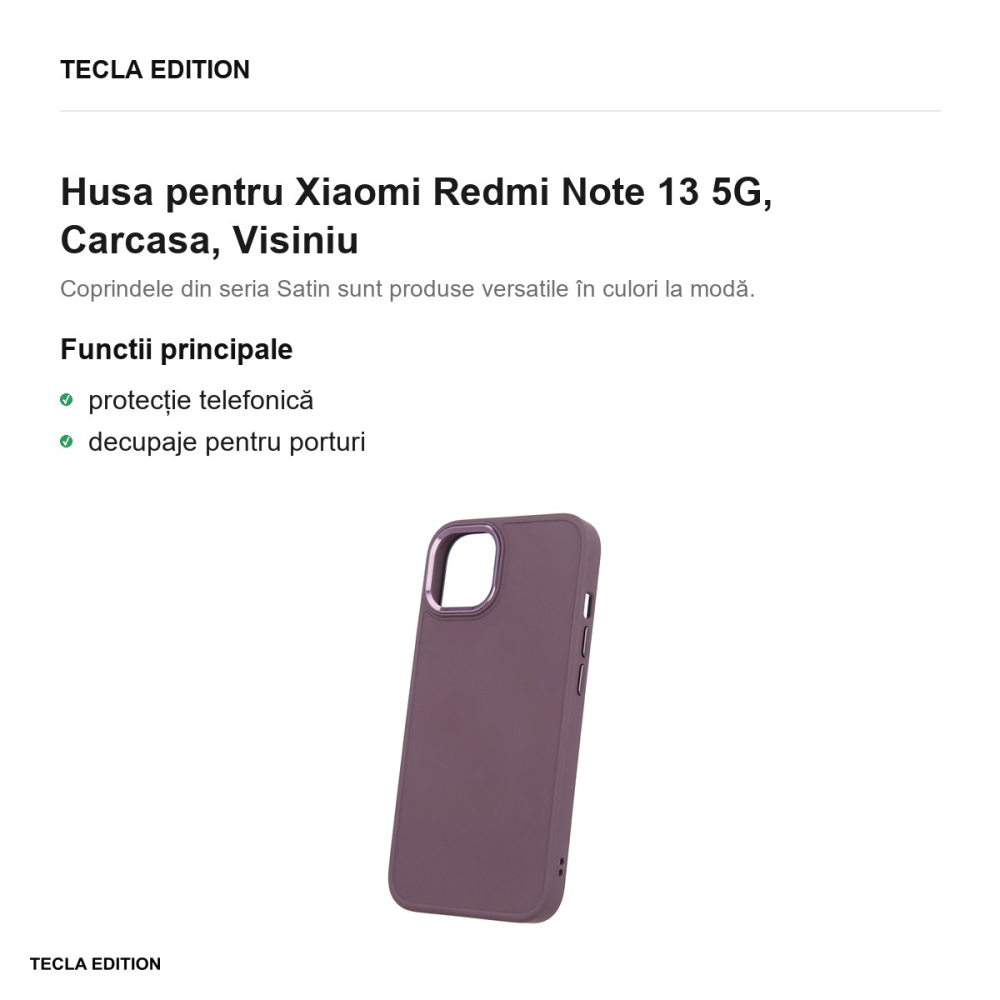 Husa Satin pentru Xiaomi Redmi Note 13 5G, Carcasa, Visiniu [2]