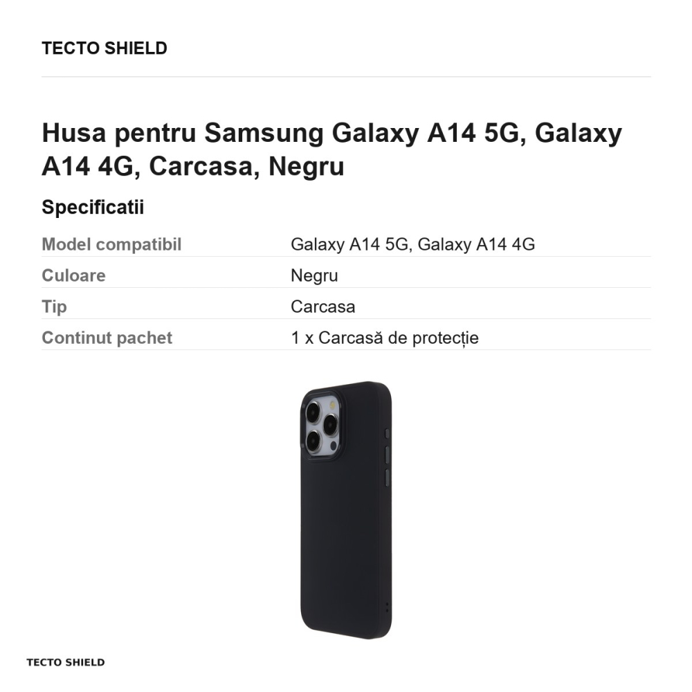Husa Satin Touch pentru Samsung Galaxy A14 5G, Galaxy A14 4G, Carcasa, Negru [3]