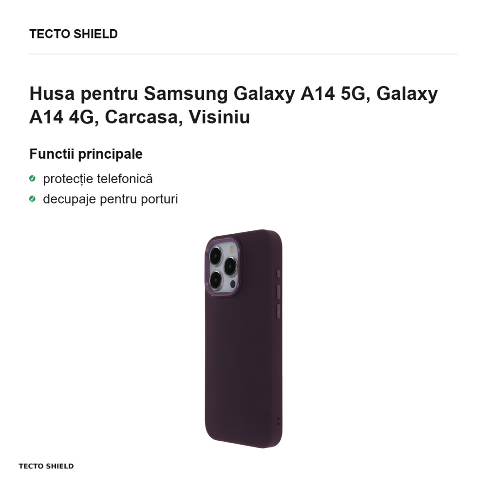 Husa Satin Touch pentru Samsung Galaxy A14 5G, Galaxy A14 4G, Carcasa, Visiniu [2]