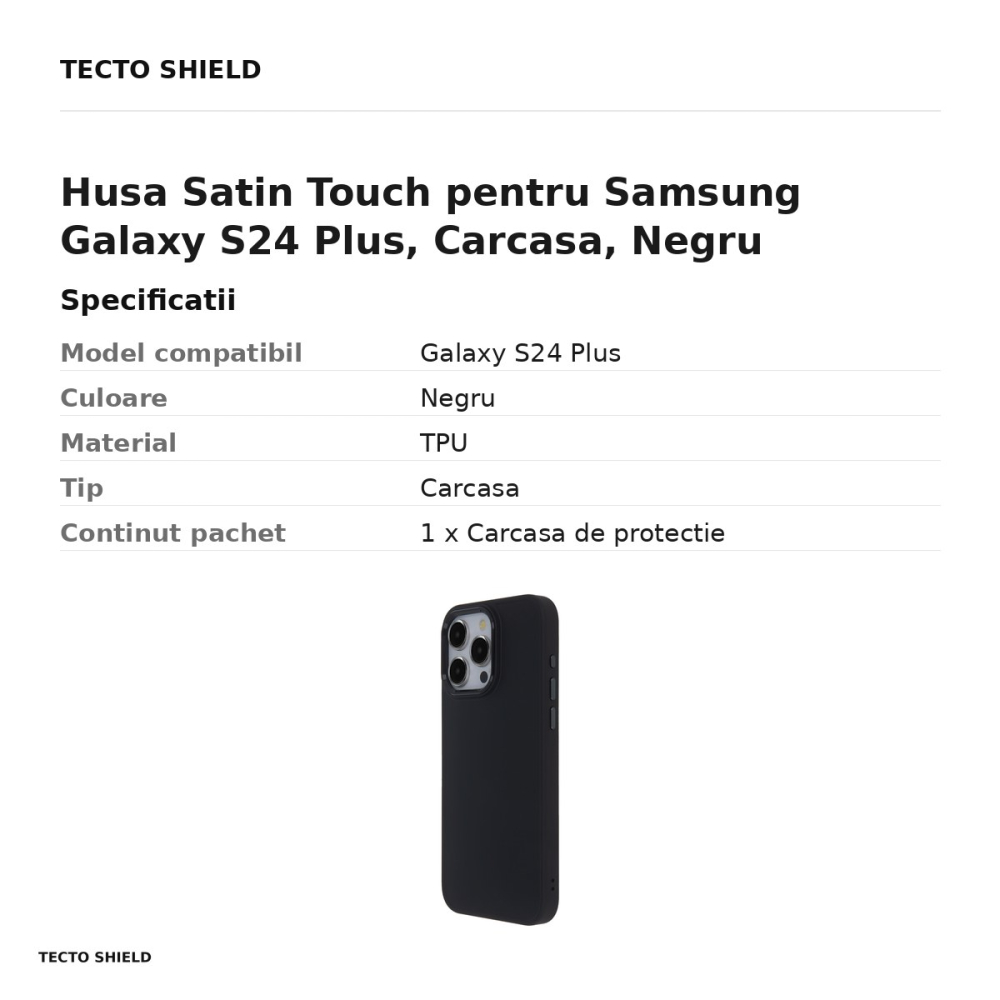 Husa Satin Touch pentru Samsung Galaxy S24 Plus, Carcasa, Negru [3]