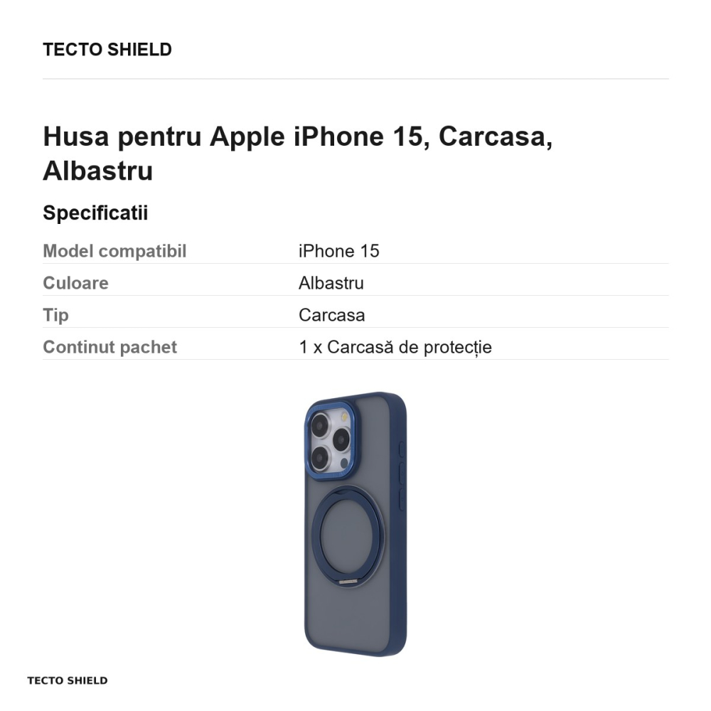 Husa Secure Spinning Mag pentru Apple iPhone 15, Carcasa, Albastru [3]