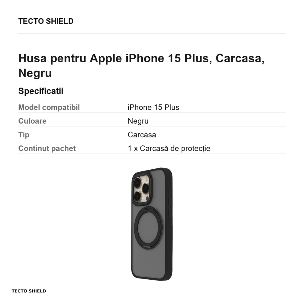 Husa Secure Spinning Mag pentru Apple iPhone 15 Plus, Carcasa, Negru [3]