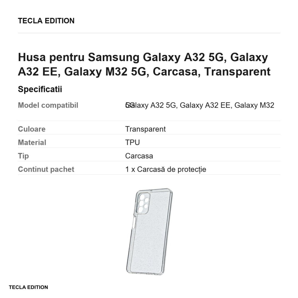 Husa Shine Ee pentru Samsung Galaxy A32 5G, Galaxy A32 EE, Galaxy M32 5G, Carcasa, Transparent [3]