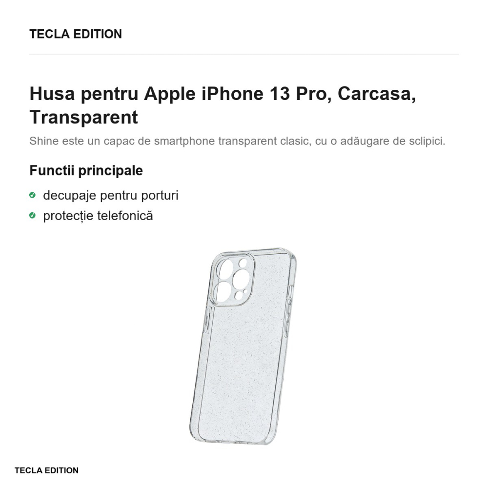 Husa Shine pentru Apple iPhone 13 Pro, Carcasa, Transparent [2]