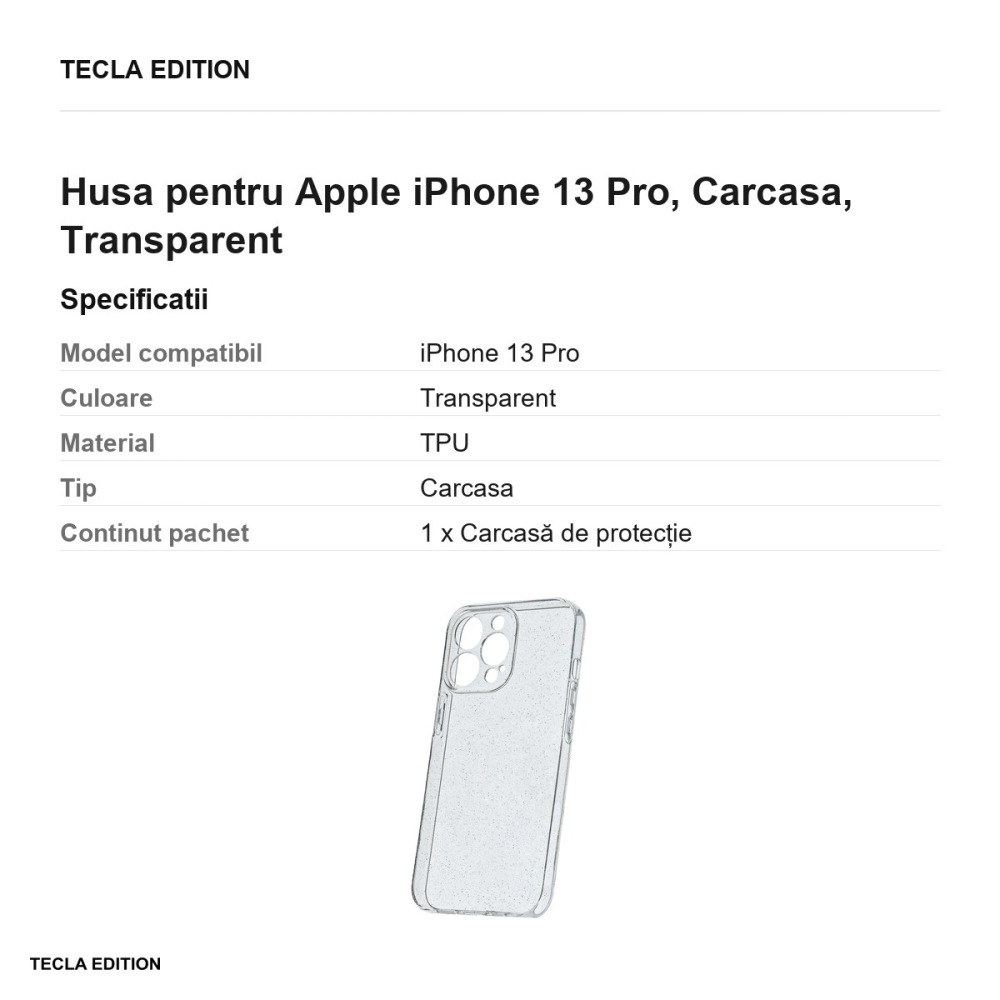 Husa Shine pentru Apple iPhone 13 Pro, Carcasa, Transparent [3]