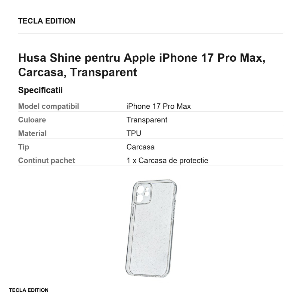 Husa Shine pentru Apple iPhone 17 Pro Max, Carcasa, Transparent [3]