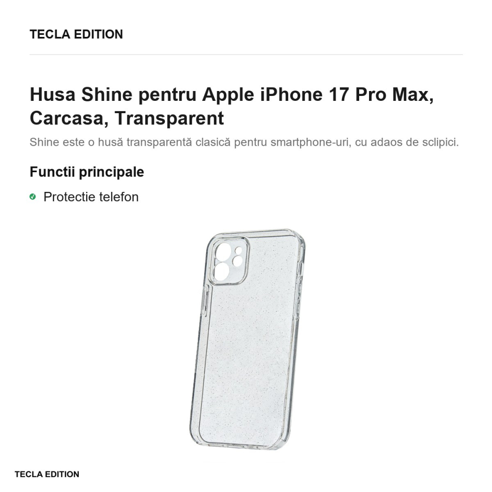 Husa Shine pentru Apple iPhone 17 Pro Max, Carcasa, Transparent [2]