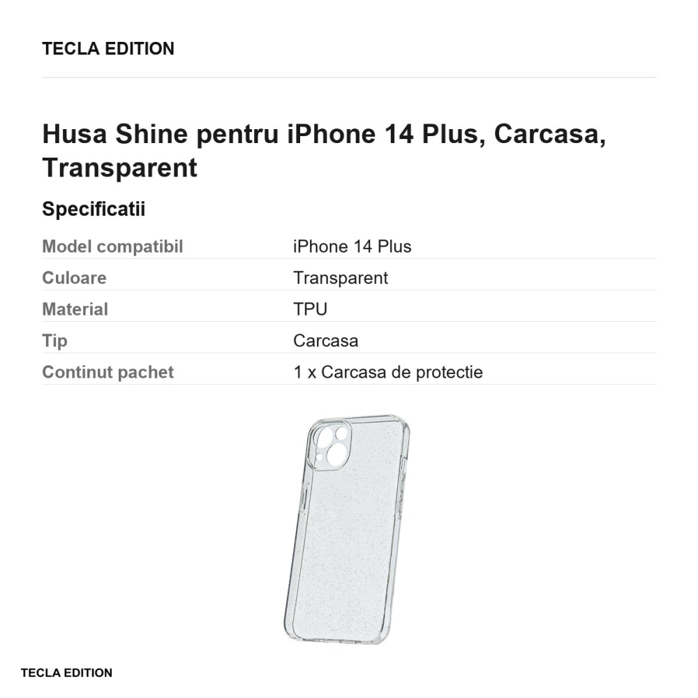 Husa Shine pentru iPhone 14 Plus, Carcasa, Transparent [3]