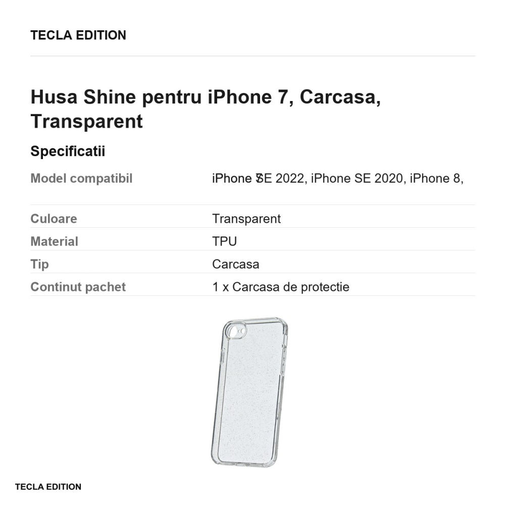 Husa Shine pentru iPhone 7, Carcasa, Transparent [3]