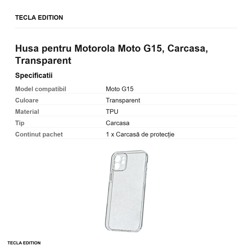 Husa Shine pentru Motorola Moto G15, Carcasa, Transparent [3]