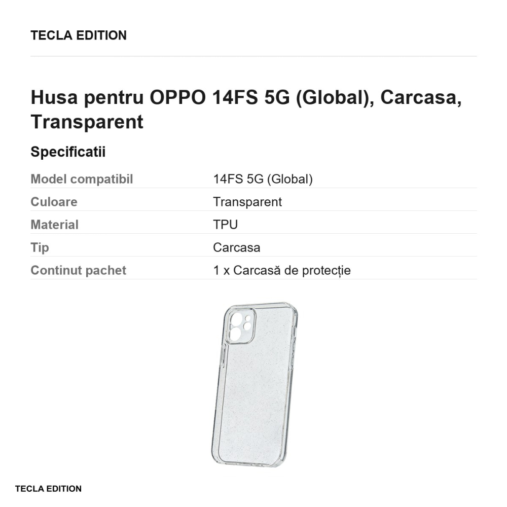 Husa Shine pentru OPPO 14FS 5G (Global), Carcasa, Transparent [3]