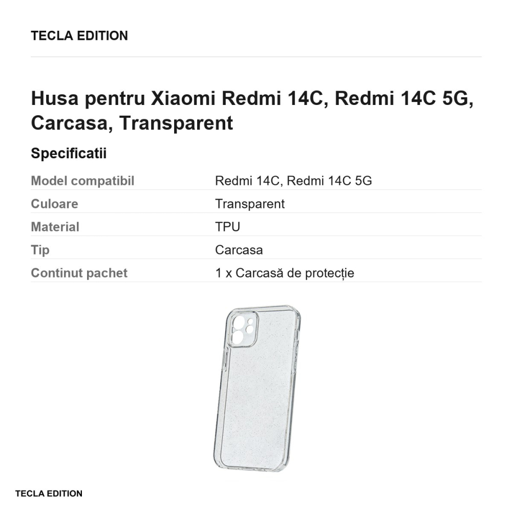 Husa Shine pentru Xiaomi Redmi 14C, Redmi 14C 5G, Carcasa, Transparent [3]