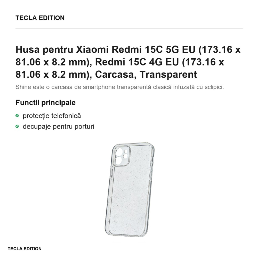 Husa Shine pentru Xiaomi Redmi 15C 5G EU, Redmi 15C 4G EU, Carcasa, Transparent [2]