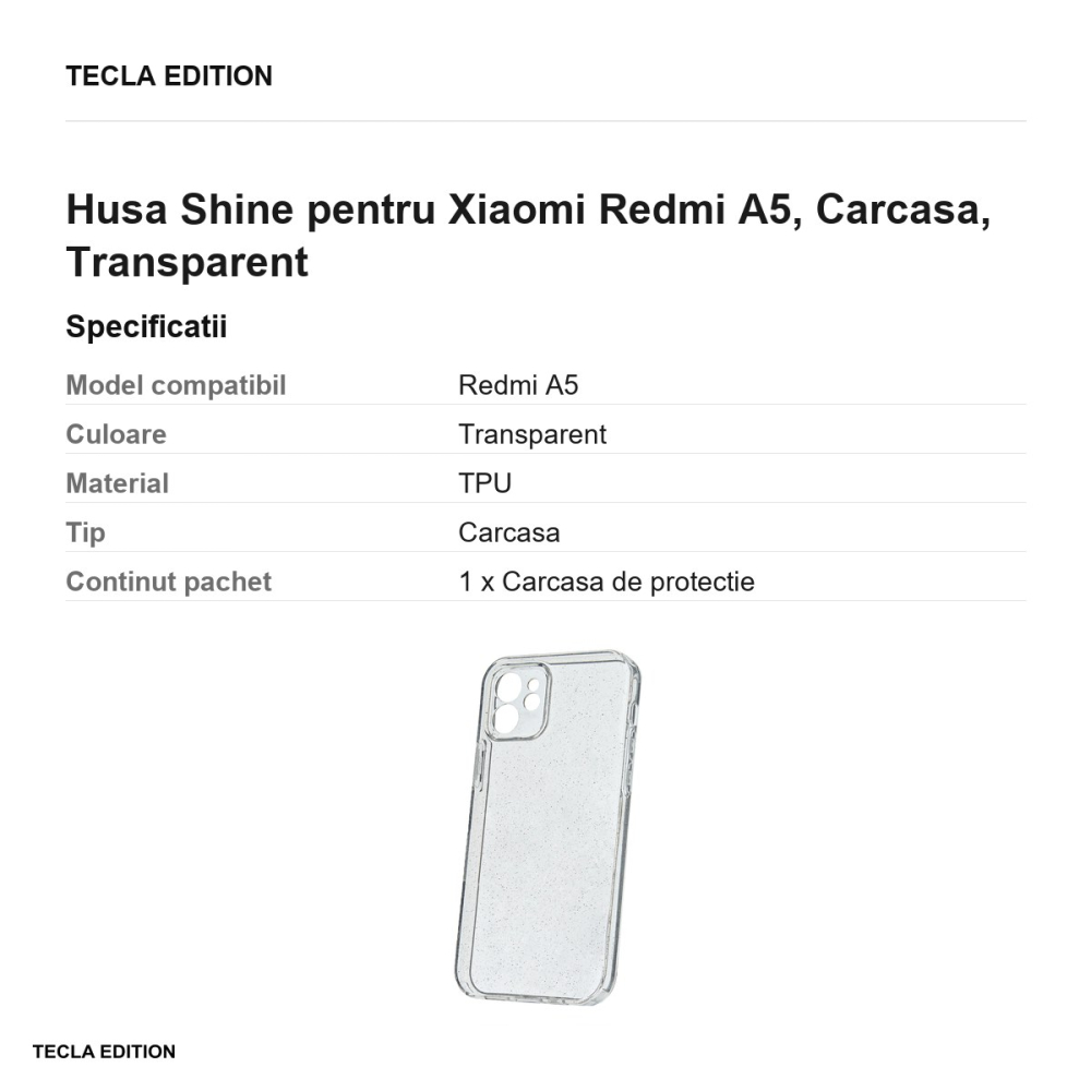Husa Shine pentru Xiaomi Redmi A5, Carcasa, Transparent [3]