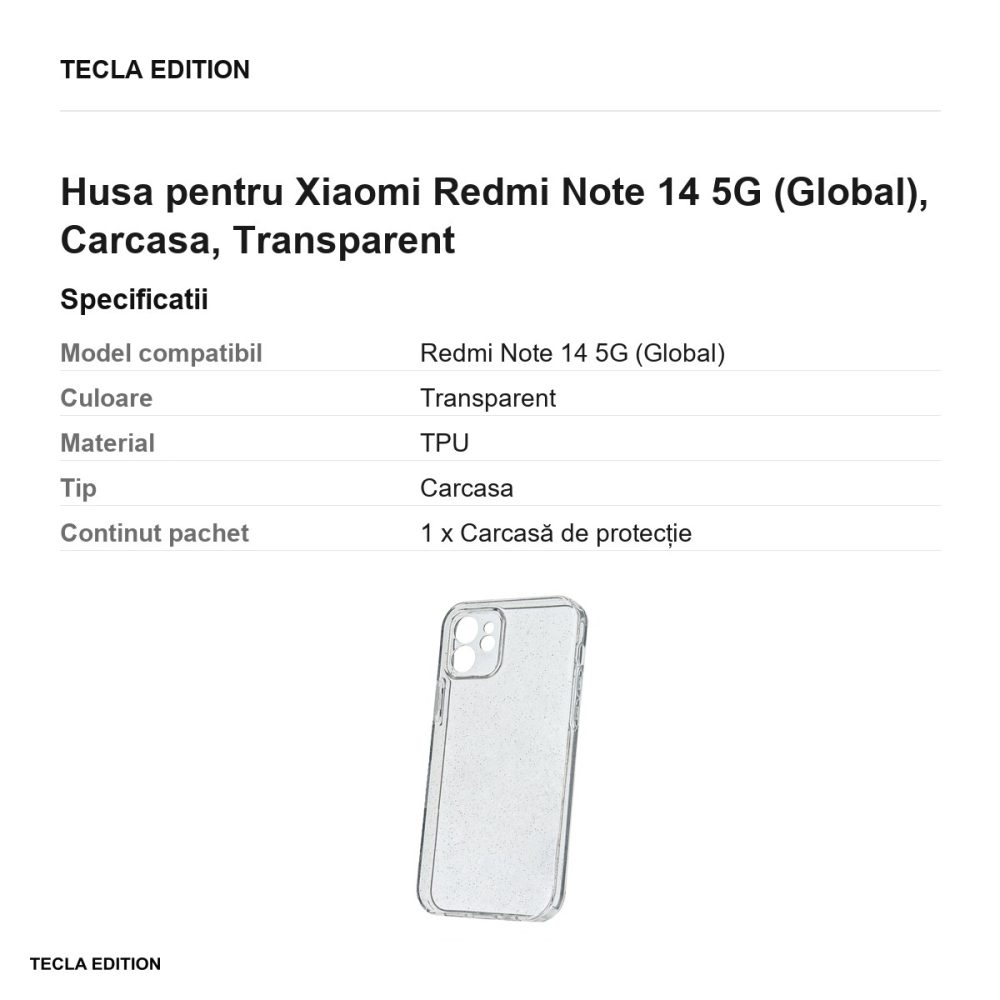 Husa Shine pentru Xiaomi Redmi Note 14 5G (Global), Carcasa, Transparent [3]