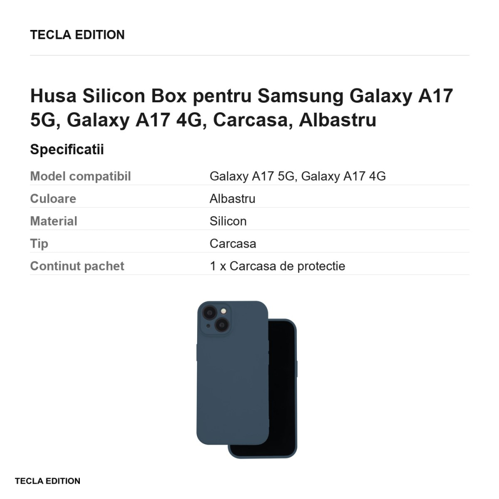 Husa Silicon Box pentru Samsung Galaxy A17 5G, Galaxy A17 4G, Carcasa, Albastru [3]