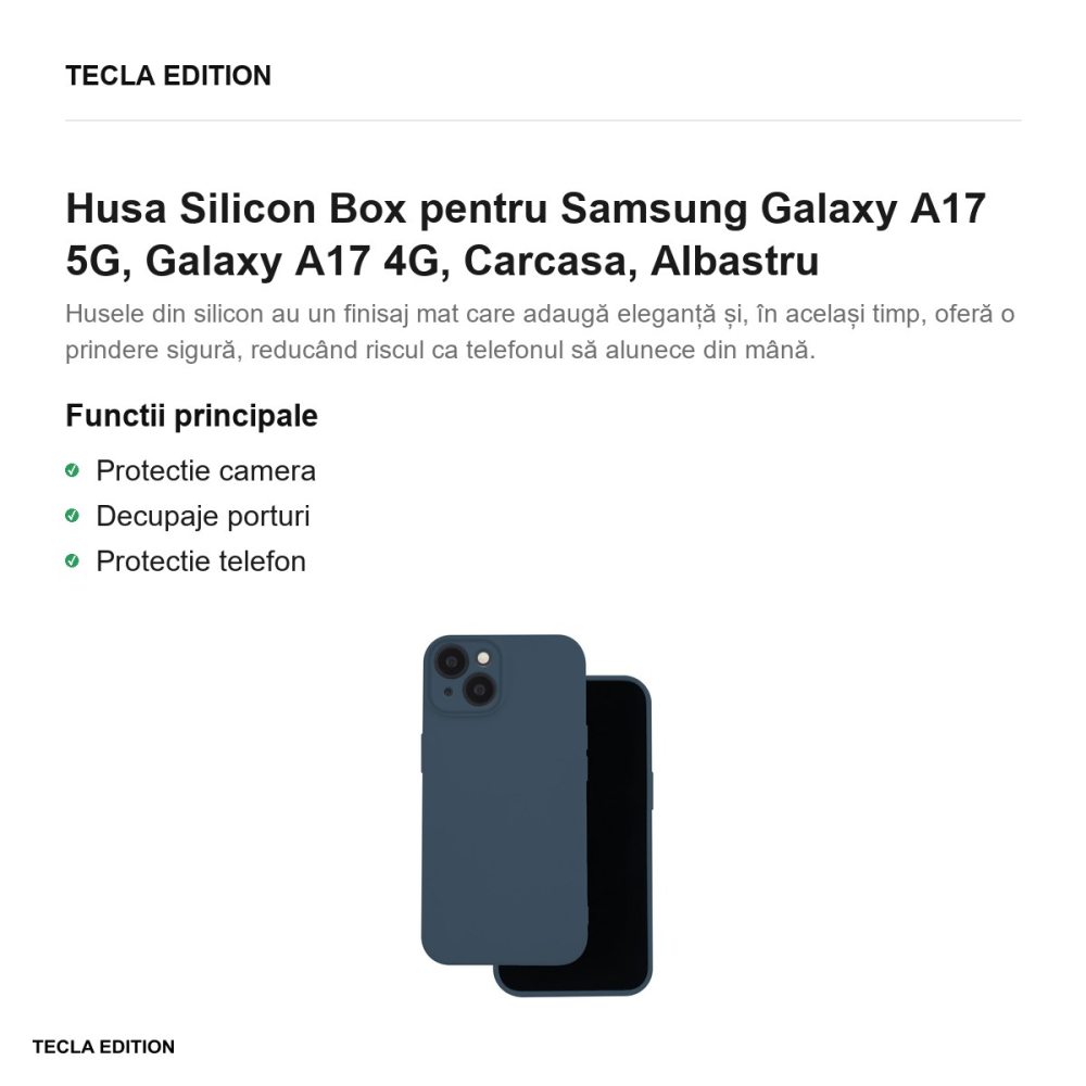 Husa Silicon Box pentru Samsung Galaxy A17 5G, Galaxy A17 4G, Carcasa, Albastru [2]