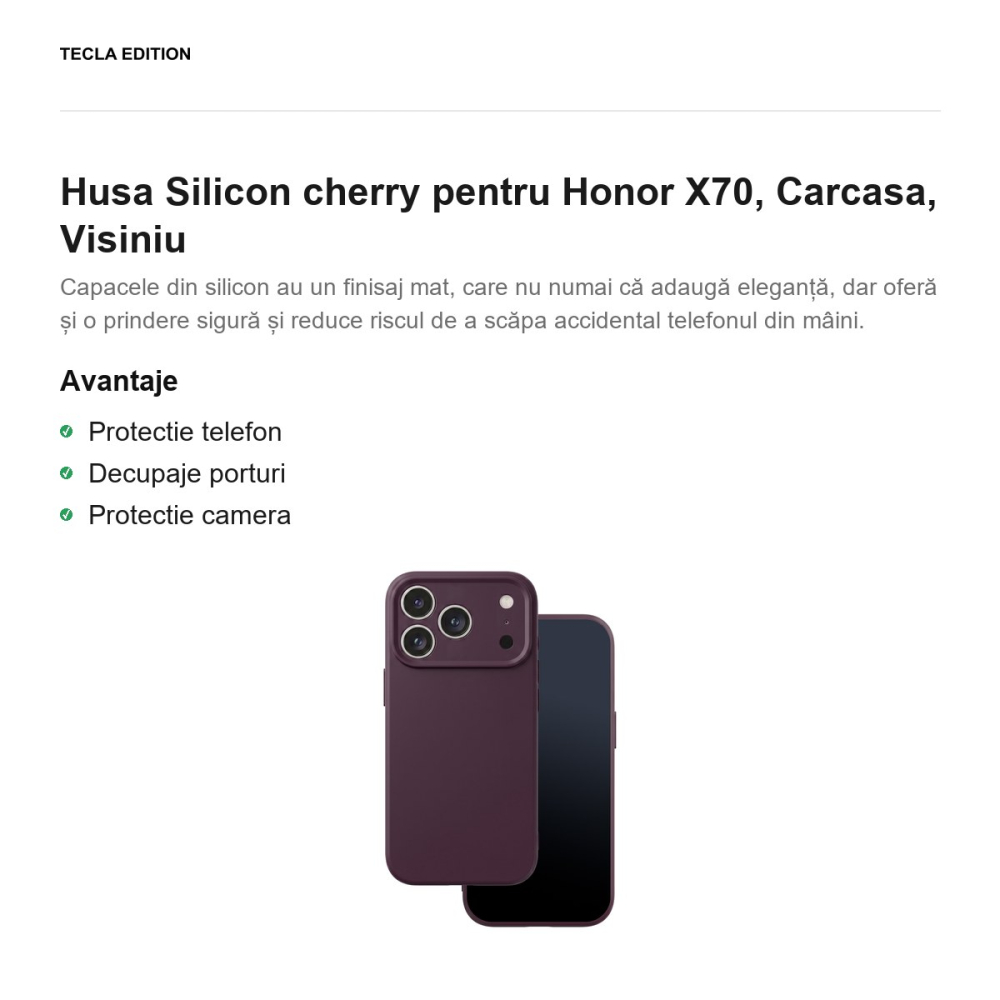 Husa Silicon cherry pentru Honor X70, Carcasa, Visiniu [2]