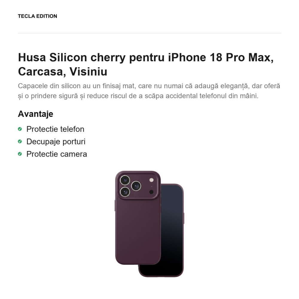 Husa Silicon cherry pentru iPhone 18 Pro Max, Carcasa, Visiniu [2]