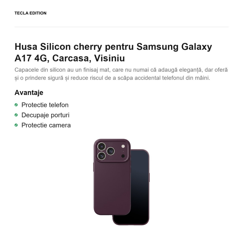 Husa Silicon cherry pentru Samsung Galaxy A17 4G, Carcasa, Visiniu [2]