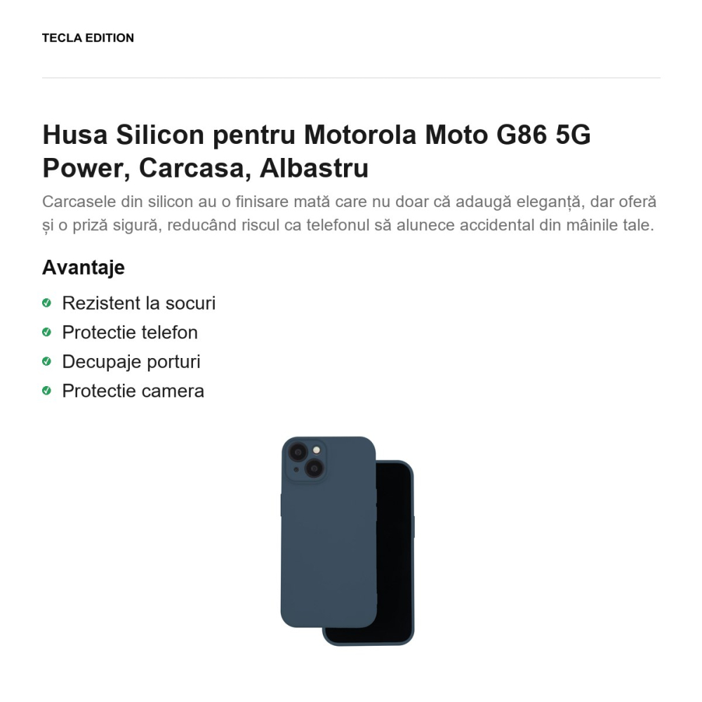 Husa Silicon pentru Motorola Moto G86 5G Power, Carcasa, Albastru [2]