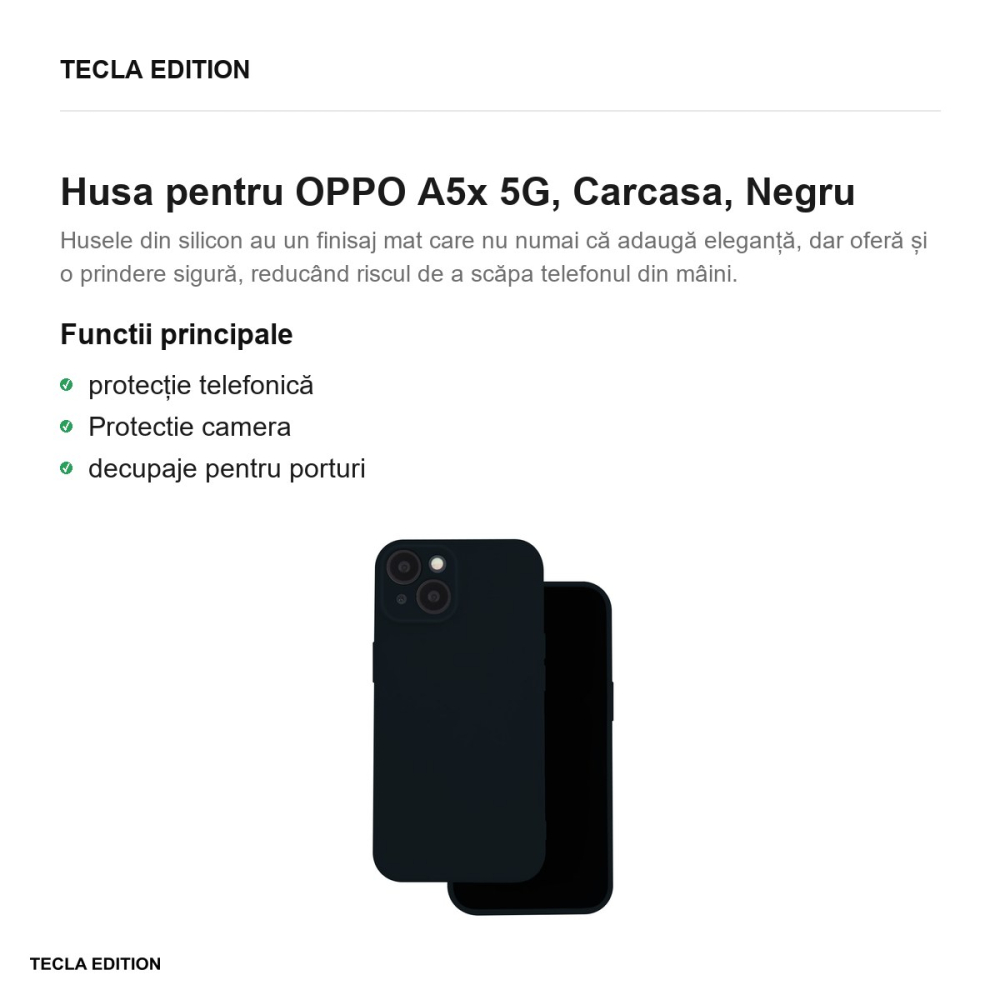Husa Silicon pentru OPPO A5x 5G, Carcasa, Negru [2]