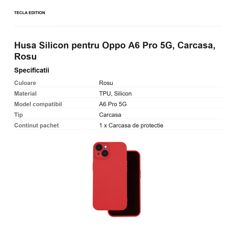 Husa Silicon pentru Oppo A6 Pro 5G, Carcasa, Rosu [3]