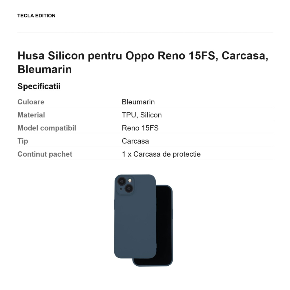Husa Silicon pentru Oppo Reno 15FS, Carcasa, Bleumarin [3]