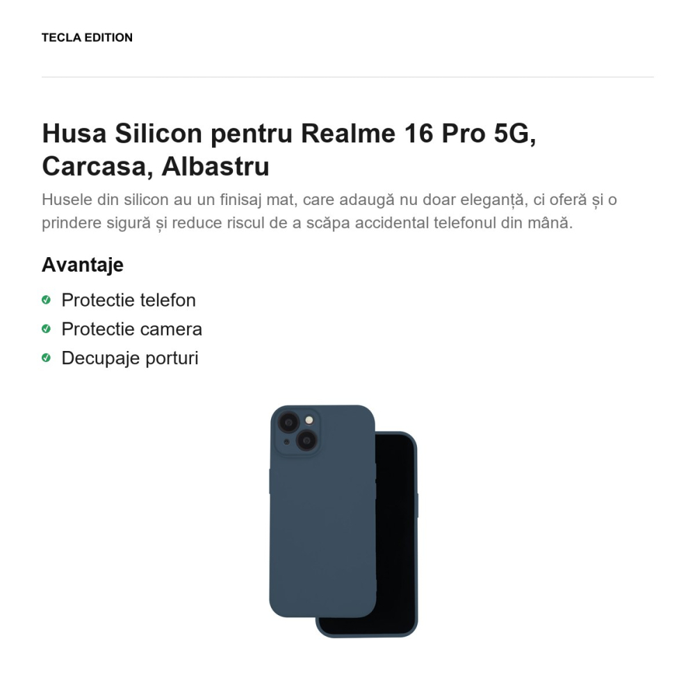 Husa Silicon pentru Realme 16 Pro 5G, Carcasa, Albastru [2]
