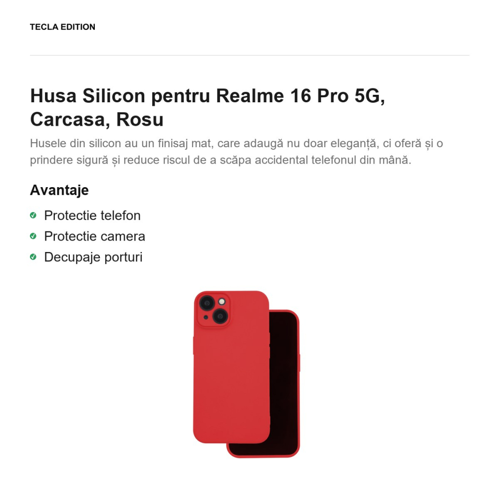 Husa Silicon pentru Realme 16 Pro 5G, Carcasa, Rosu [2]