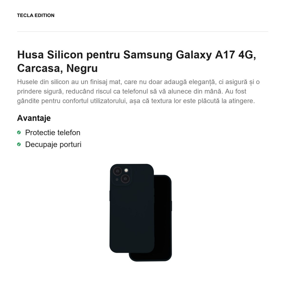 Husa Silicon pentru Samsung Galaxy A17 4G, Carcasa, Negru [2]