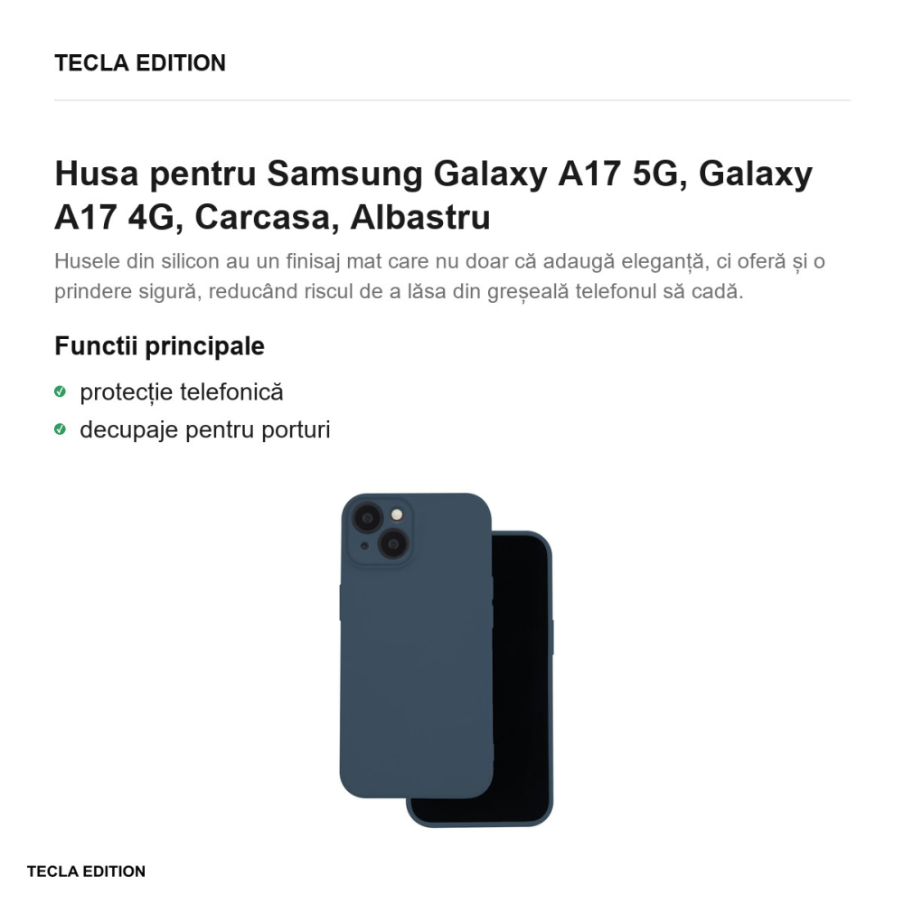 Husa Silicon pentru Samsung Galaxy A17 5G, Galaxy A17 4G, Carcasa, Albastru [2]