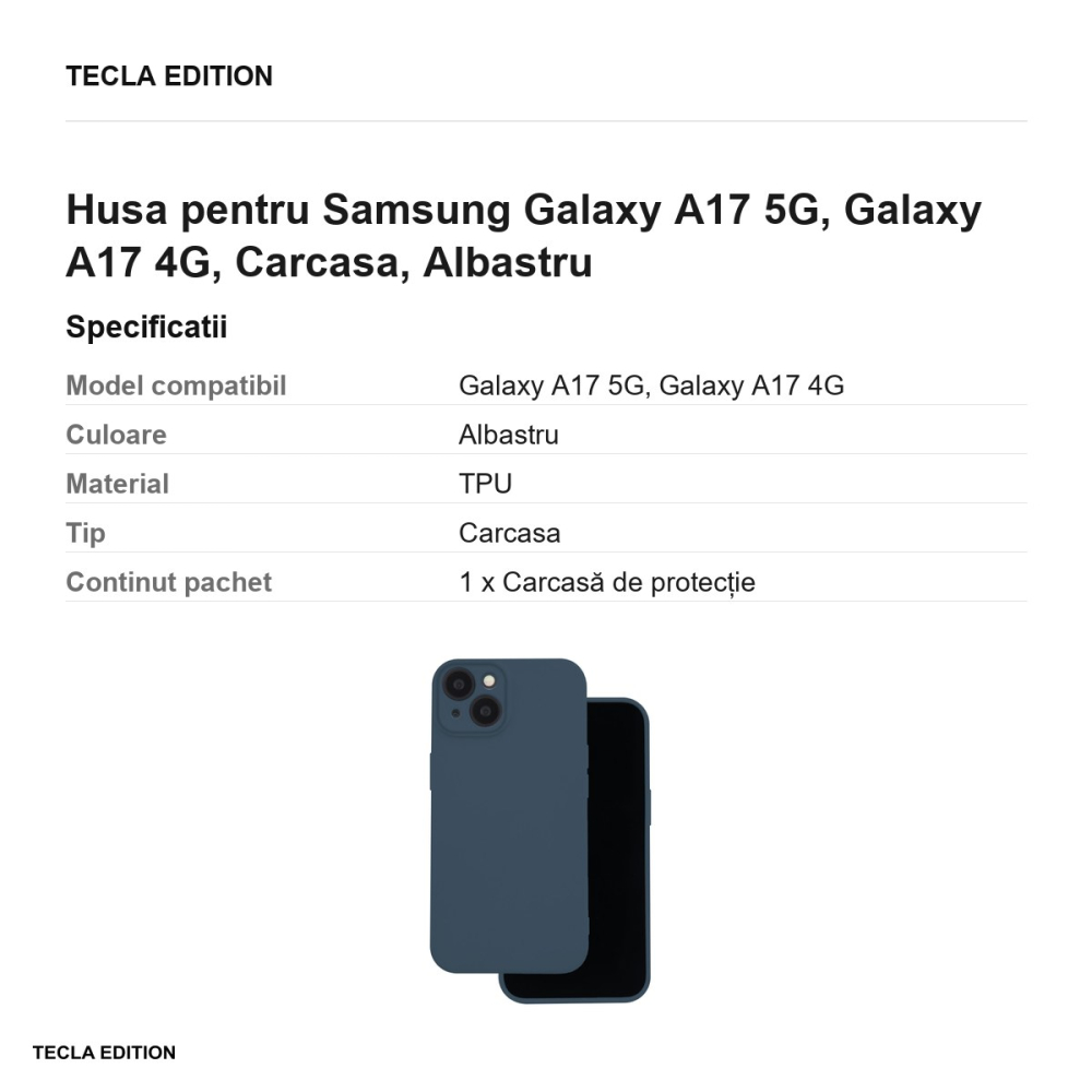 Husa Silicon pentru Samsung Galaxy A17 5G, Galaxy A17 4G, Carcasa, Albastru [3]