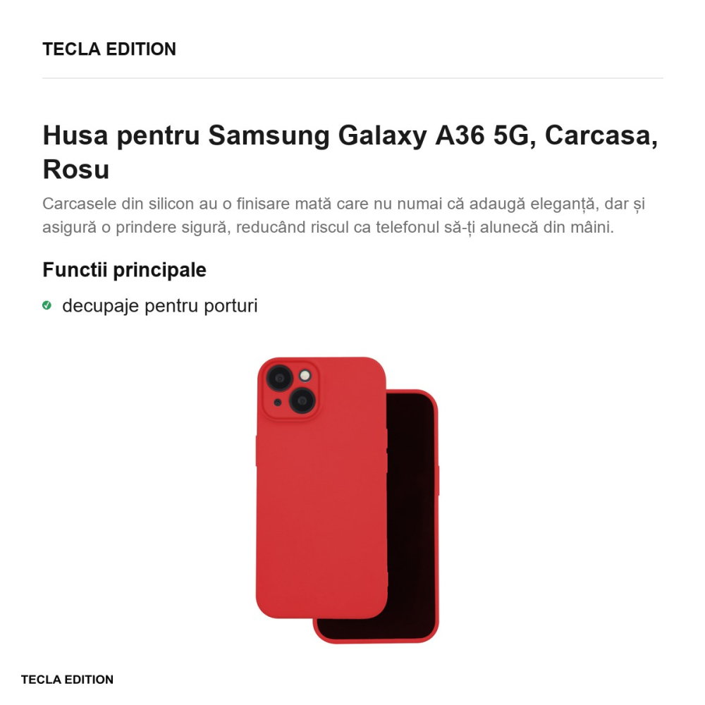 Husa Silicon pentru Samsung Galaxy A36 5G, Carcasa, Rosu [2]